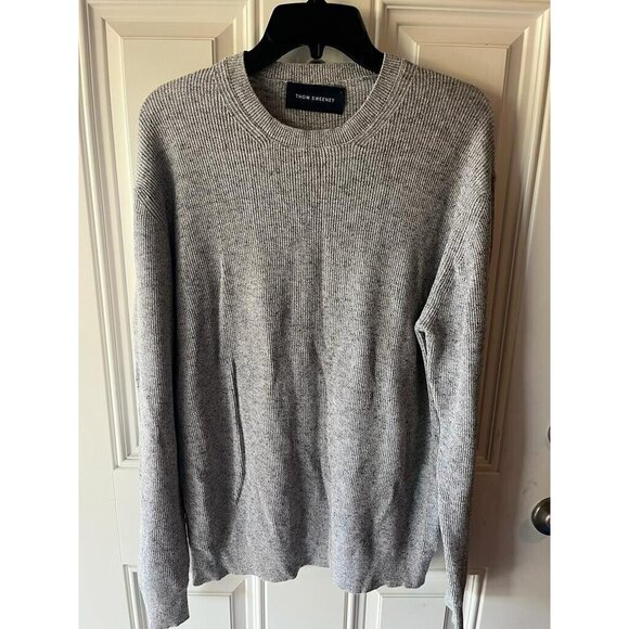 Thom Sweeney Cotton Linen Crew Neck Sweater Mens XL Gray Long Sleeve New - Picture 1 of 6
